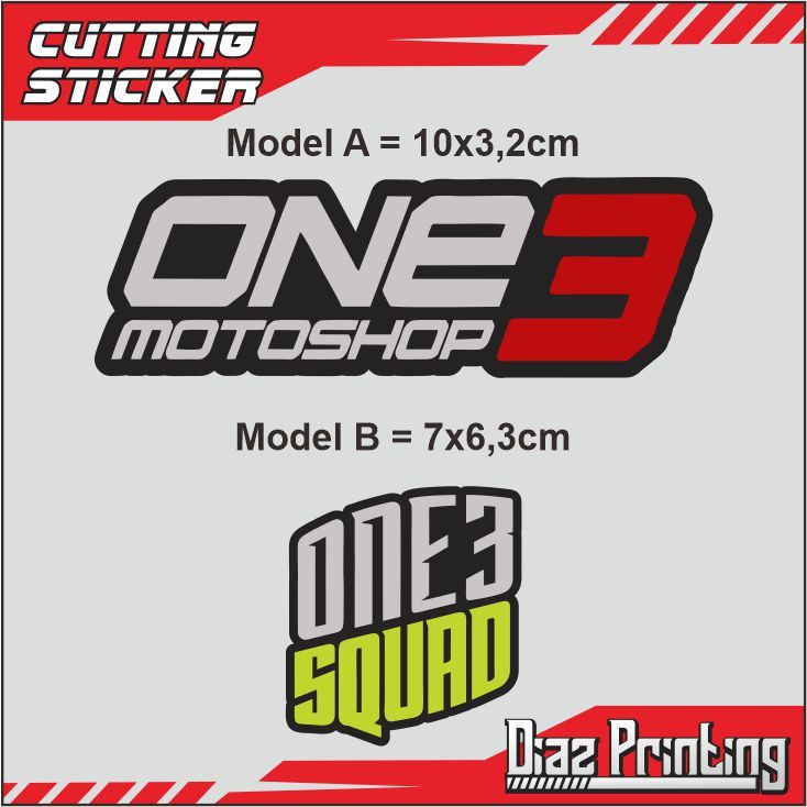 Sticker One3 Motoshop Dan One3 Squard Maxdecal Glossy stiker helm motor kece