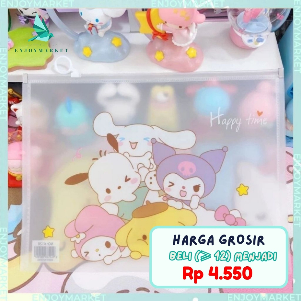 

Zipper Map Bening A4 B5 Folder Dokumen Kertas Buku Karakter Kuromi Lucu ST06