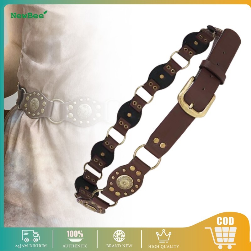 Fashion Wanita Kulit Punk Belt Retro Denim Punk Untuk Sabuk Pinggang Cewek Ikat Pinggang Wanita