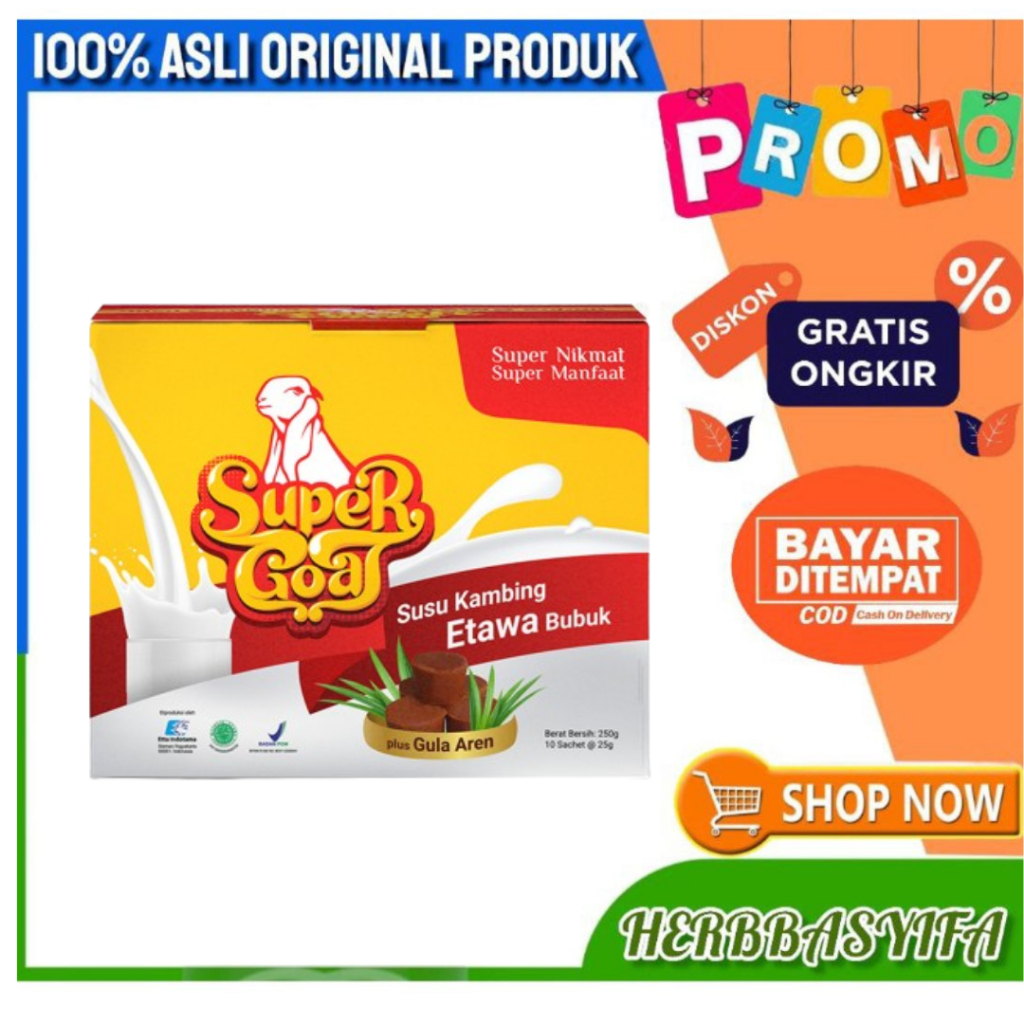 

Supergoat Susu Kambing Etawa Bubuk Plus Gula Aren 1 Box Isi 10 Sachet