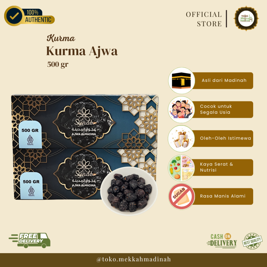 

Kurma Ajwa Al Madinah 500 gr - Kurma Premium Asli Madinah