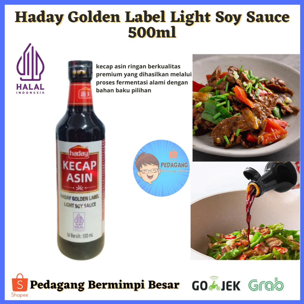 

HALAL HADAY GOLDEN LABEL LIGHT SOY SAUCE 500ML/ Golden Label Light Soy Sauce Haitian / Kecap Asin Haitian ber Aroma 500 ml/ Kecap Asin