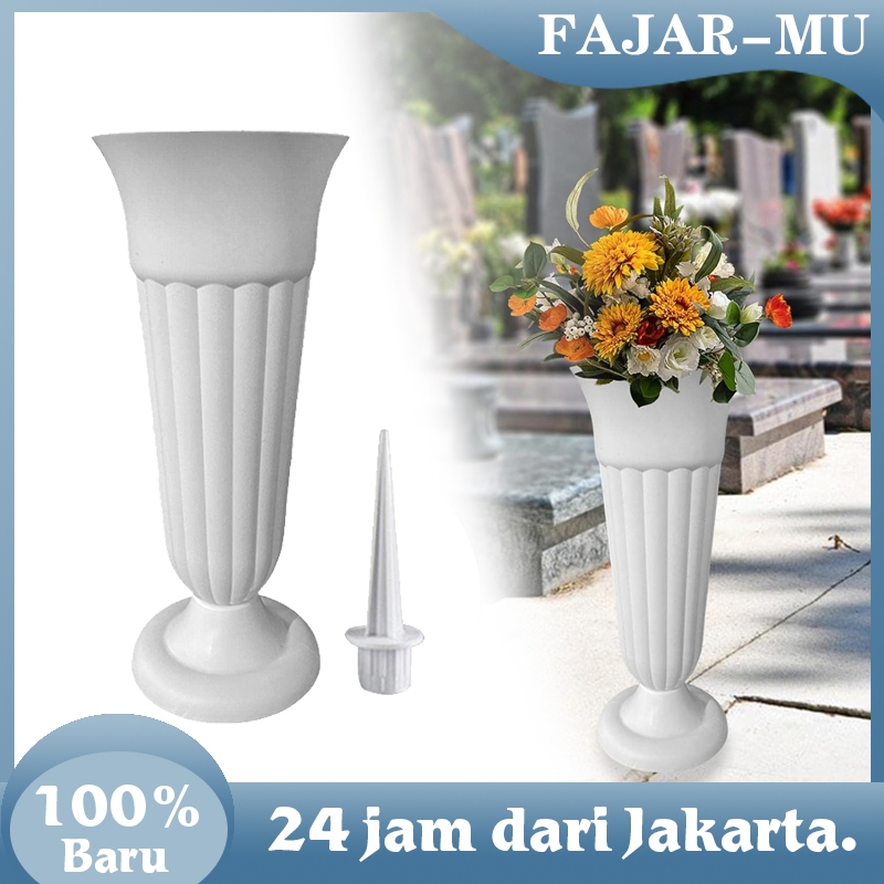 1set Vas Bunga Plastik Tinggi / Pot Bunga Plastik / Vas Plastik Putih / Vas Bunga Kuburan