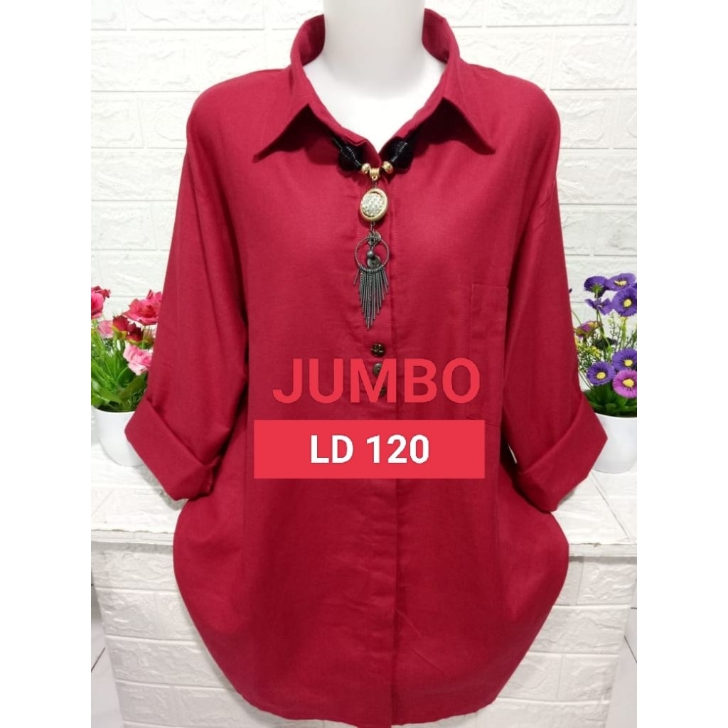 Baju atasan wanita kemeja casual pakaian wanita polos simpel  lengan panjang asli katun  rami