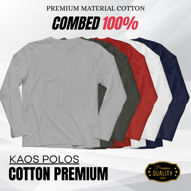 Kaos Lengan Panjang Pria Polos Cotton Combed Premium - Kaos Polos Lengan Panjang Pria Wanita Dewasa 