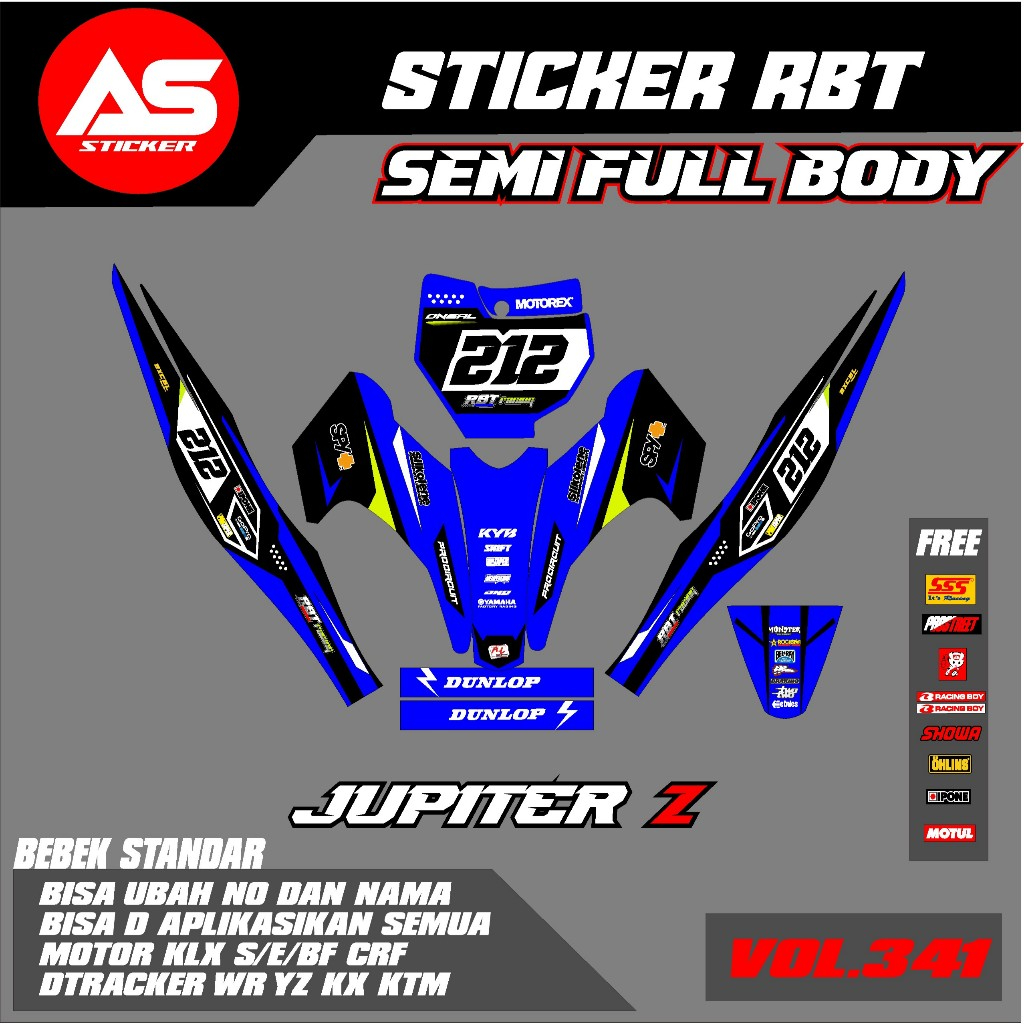Sticker RBT JUPITER Z SEMI FULL BODY  MOTOR RBT BEBEK MODIF SUPERMOTO YZ CRF KLX KX KTM RBT new terb