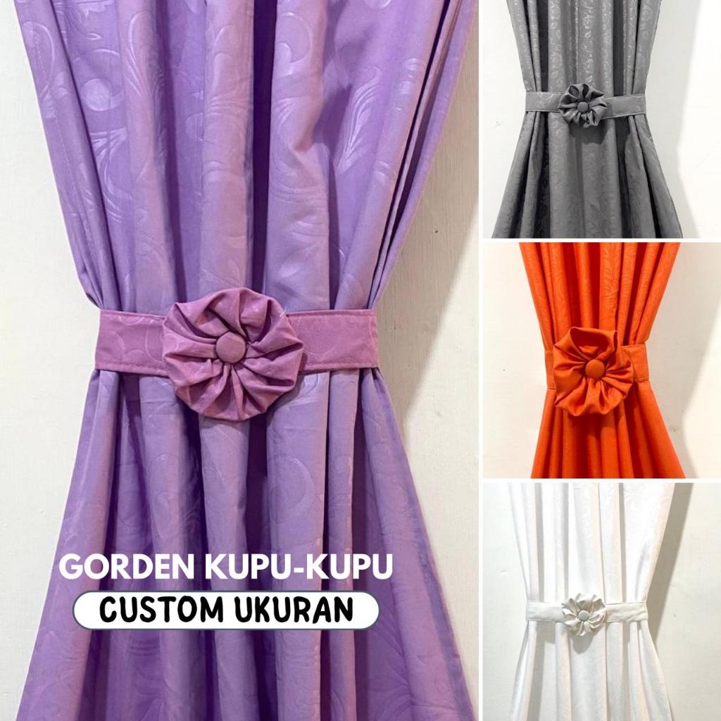 ANEKA BEDSHEET - Gorden Kupu Kupu Jendela "Custom Size" Polos Embos / Gorden Kawat Per