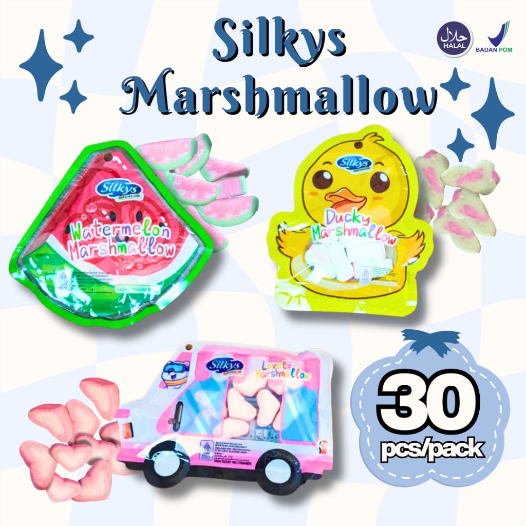 Silkys Marshmallow Karakter PAKET MARSHMALLOW KARAKTER BONEKA 30 PCS Marshmallow boneka mash JAJANAN