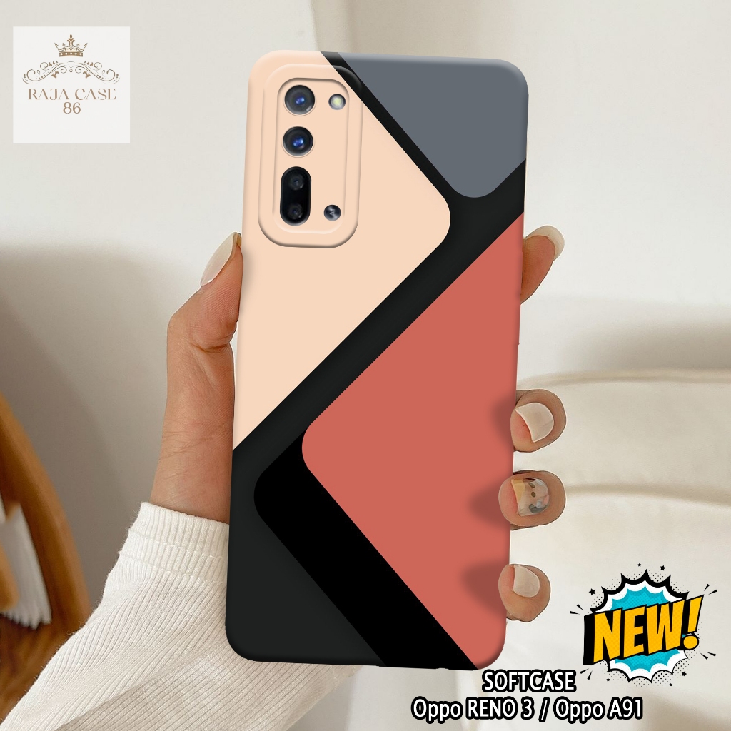 Case Oppo Reno 3 / Oppo A91 - Rajacase - casing Oppo Reno 3 - Motif case Abstrak - Pelindung handpho