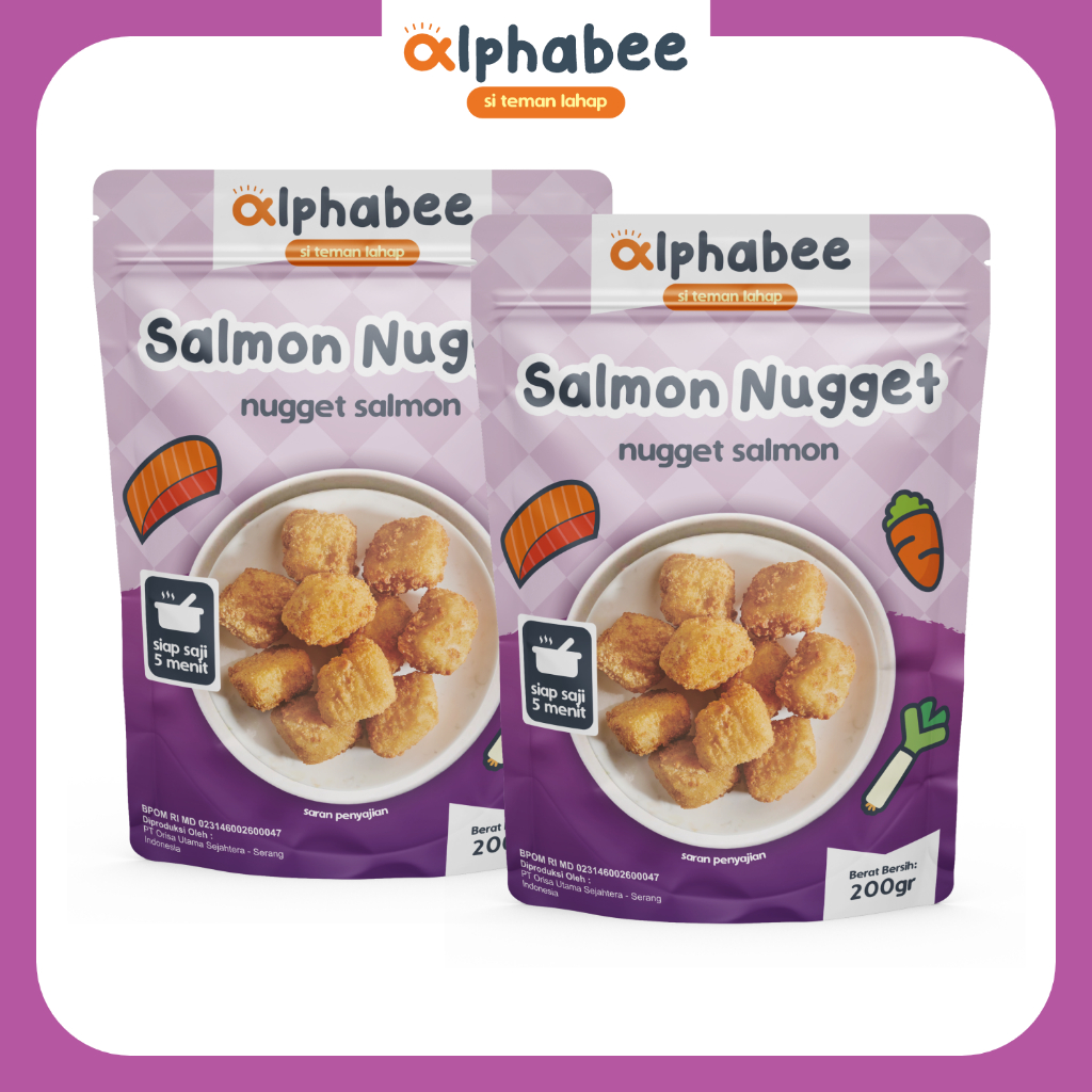 

(ISI 2) ALPHABEE Frozen Food SALMON NUGGET 100gr | Cemilan Anak | Snack Sehat | Bekal Simple untuk Anak