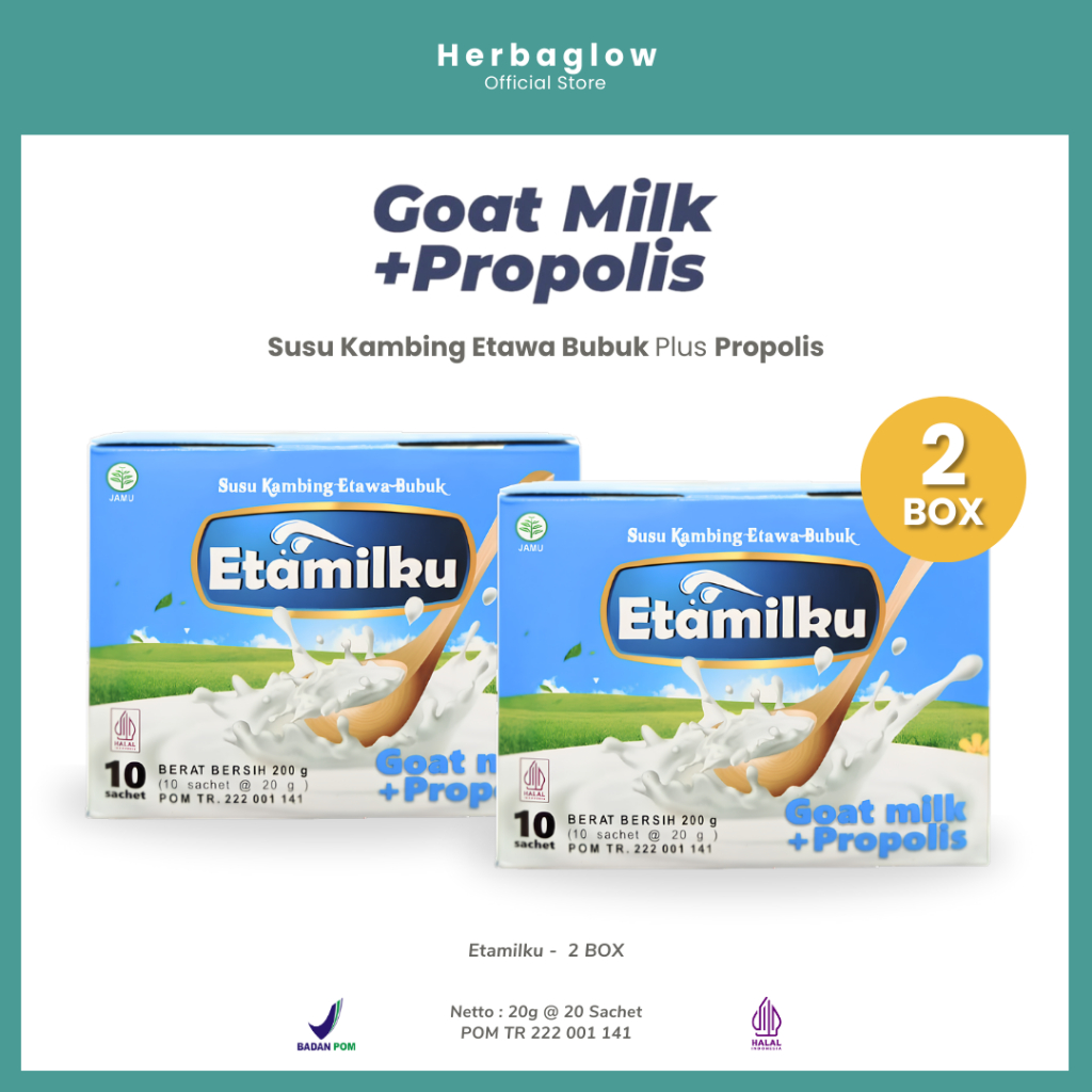 

[ 2 BOX ] ETAMILKU - Susu Kambing ETAMILKU Goat Milk Plus Propolis Beepollen Madu Original |