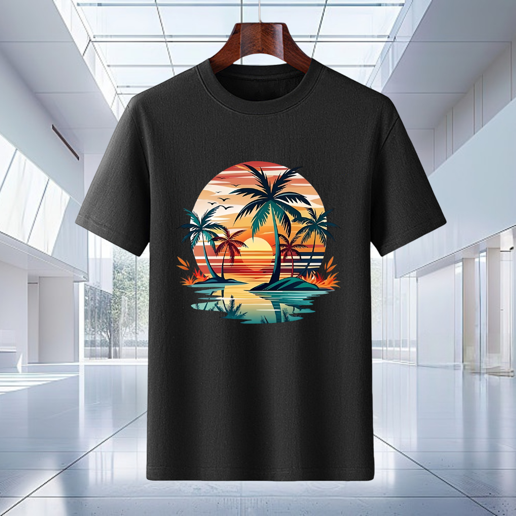 kaos Pantai kaos 100% kapas murni kaos baju Unisex Pria Wanita kaos hitam kaos putih