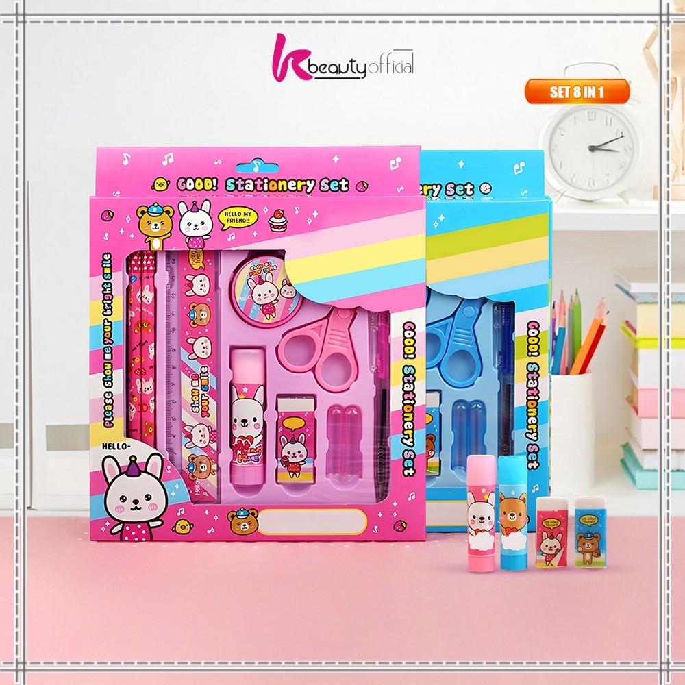 

EC KB-A26 Alat Tulis Set 8in1 Karakter Stationery Kids / Paket Alat Tulis Anak TK / Set School Supplies for Child Writing Gift Eraser Ruler