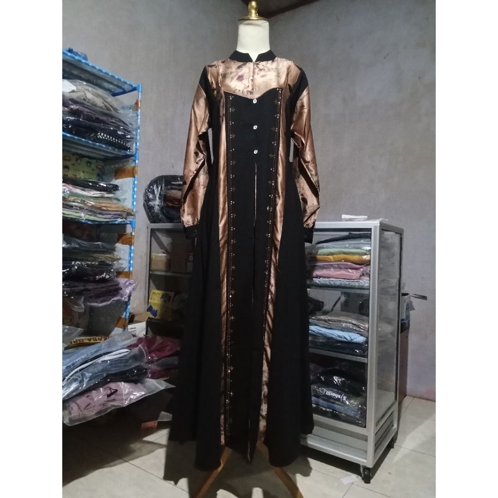 gamis katun tebal mix silk