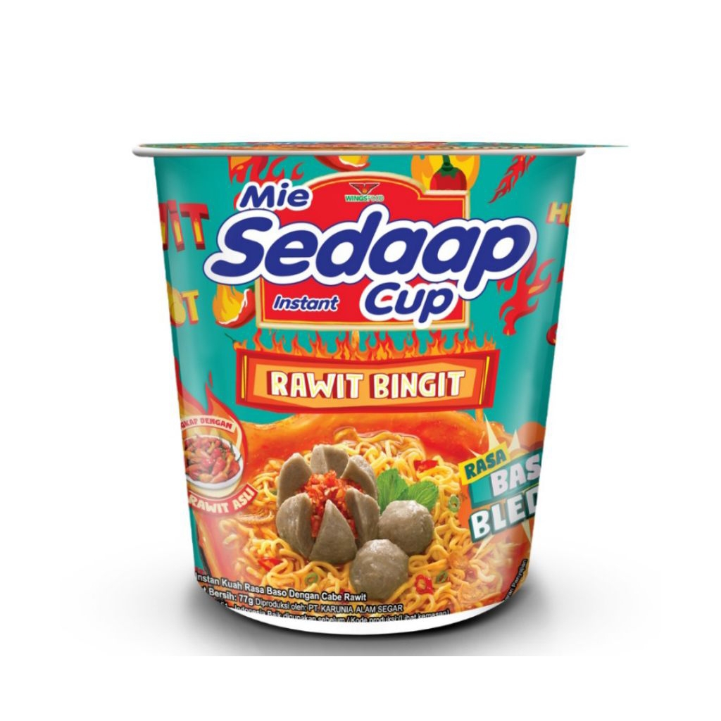 

Mie Sedaap Instan Cup Rawit Bingit Bakso Bleduk 77 gr