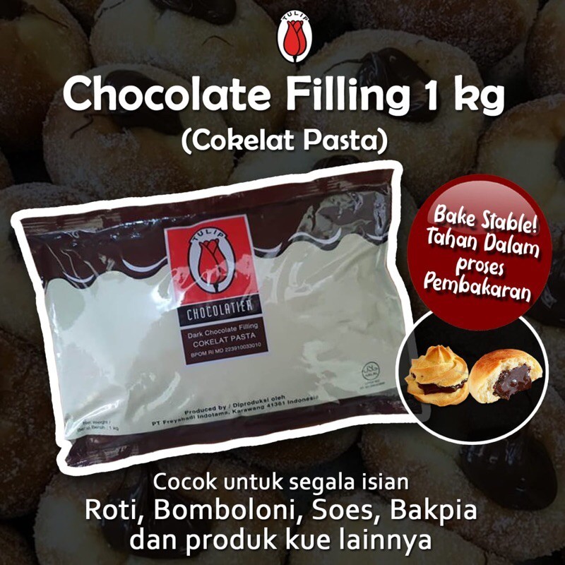 

Isian coklat Tulip 250gr / 500gr / 1kg / Tulip Dark Chocolate Filling For Bread