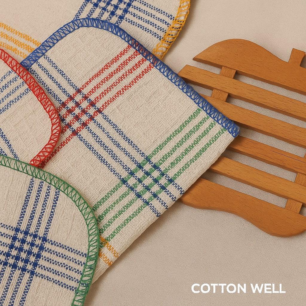 Serbet Dapur Kotak 100% Katun – Serbet Makan Multifungsi 30x30cm Motif Warna