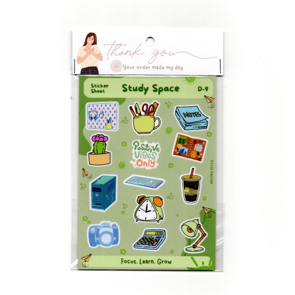 

Sticker Sheet Study Space | Cute Kawaii Stationery Desk Aesthetic | Khusma Decco