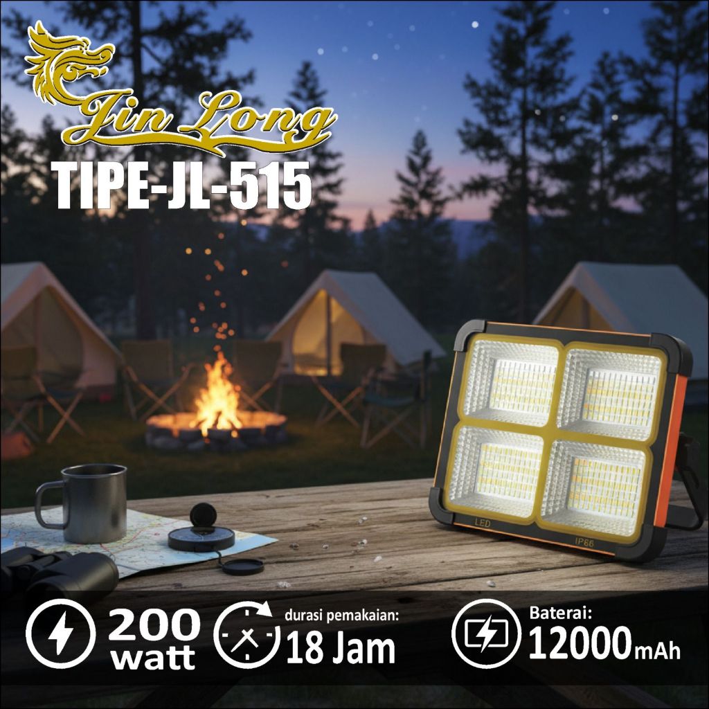 Lampu LED Surya Jinlong JL 515 200Watt Cahaya Super Terang , Lampu Penerangan tanpa Listrik