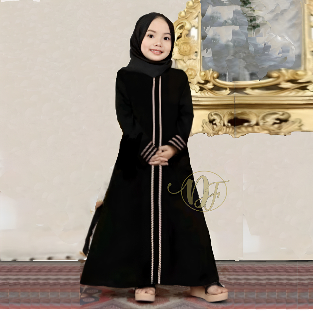 Gamis Anak 1-12 tahun Abaya Turkey Jetblack / Pakaian Muslim Anak / Dress Muslimah anak / Dress Maxi