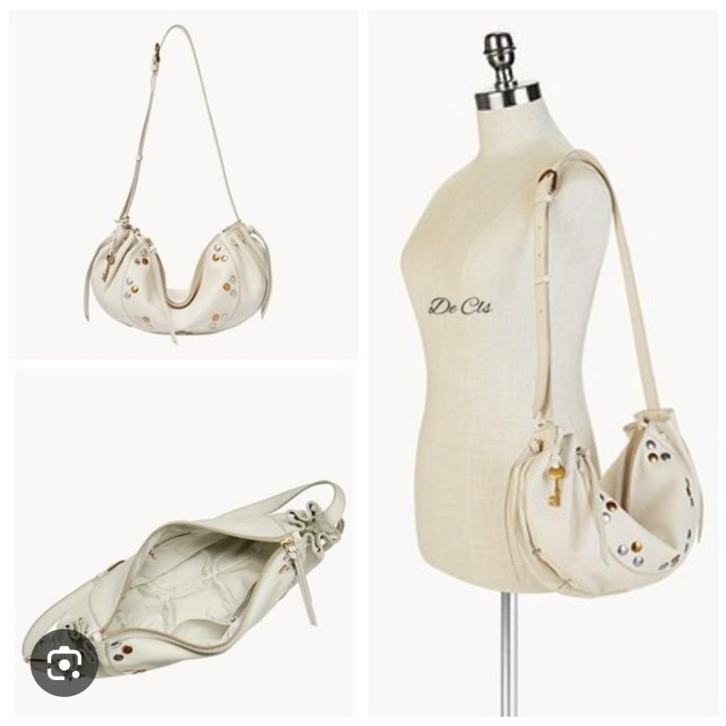OCIL GIGI CRESENT ANGORA WHITE SHOULDER BAG TAS KULIT PUTIH WHITE
