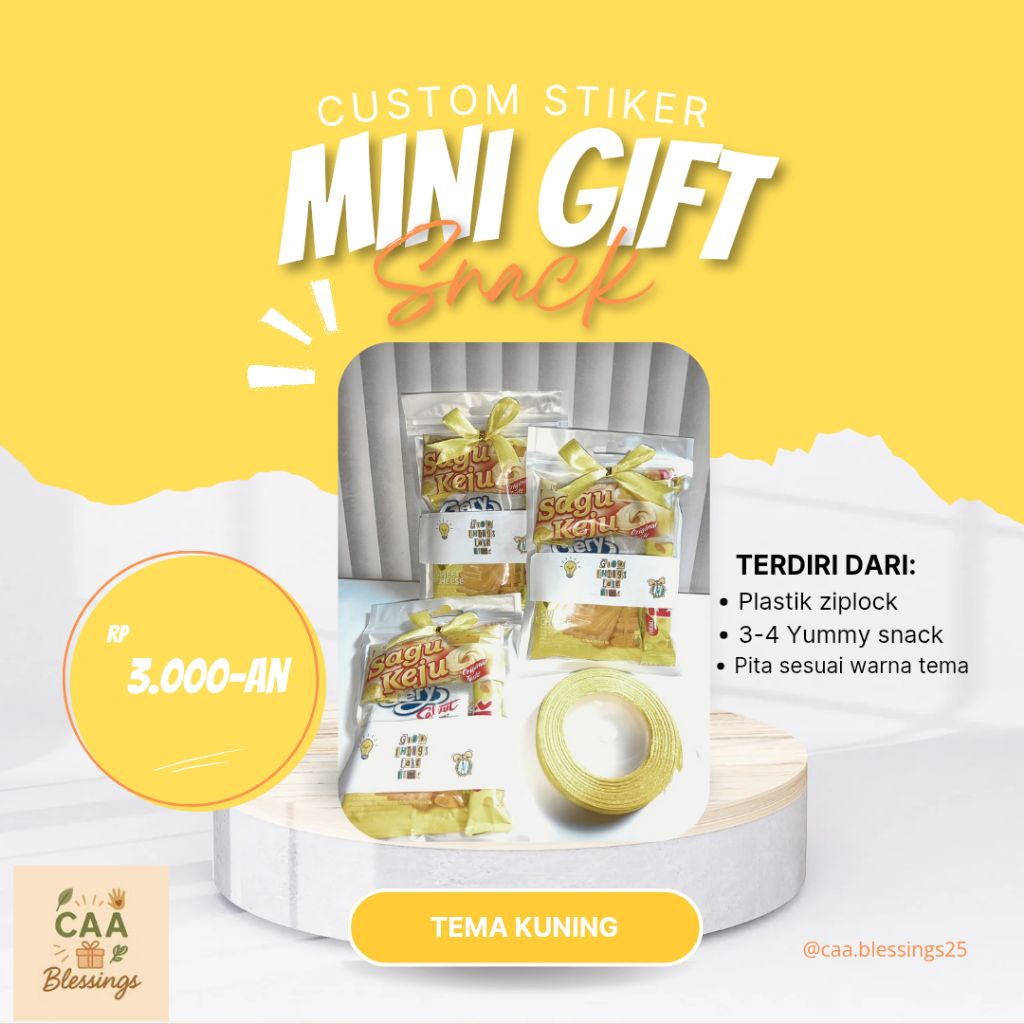 

Mini Gift Snack Tema Kuning | [Free Custom Stiker]| Mini Snack ulangtahun | Isian Snack pouch