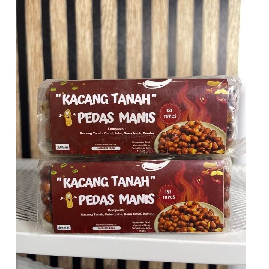 

2 PCS Kacang Tanah Pedas Manis Cemilan Jadul Enak isi 20 Pcs