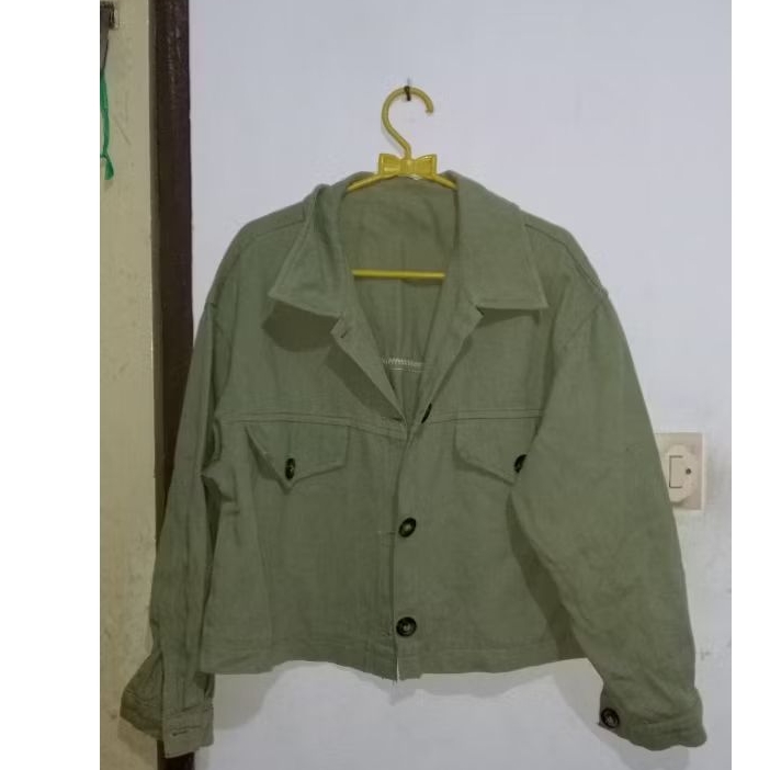 preloved cardigan crop hijau