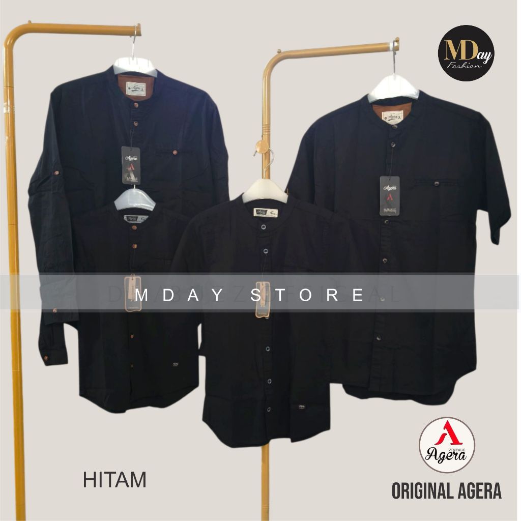 AGERA KEMEJA KOKO COUPLE AYAH ANAK SPESIAL HITAM KATUN TWILL TERBARU