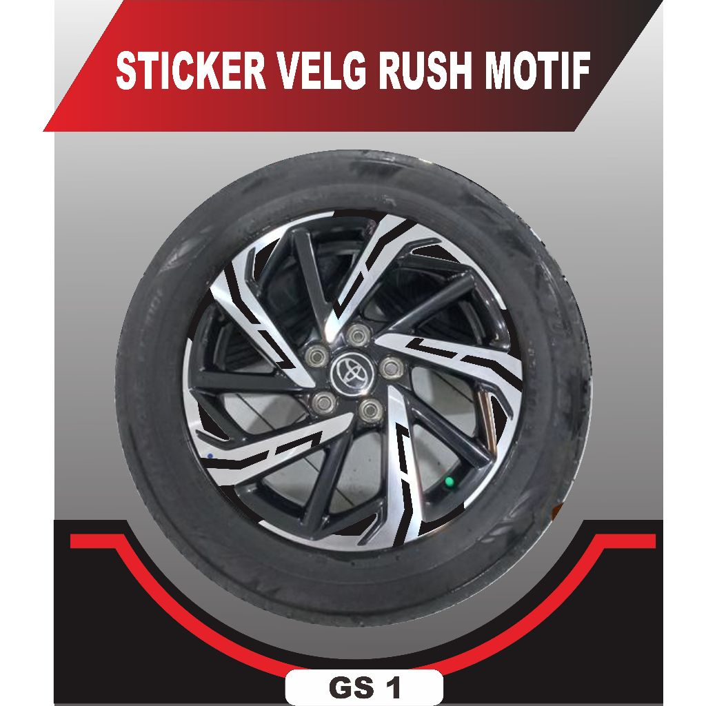 STICKER VELEG MOTIF, RUSH TRD 5 VELG LAMINASI