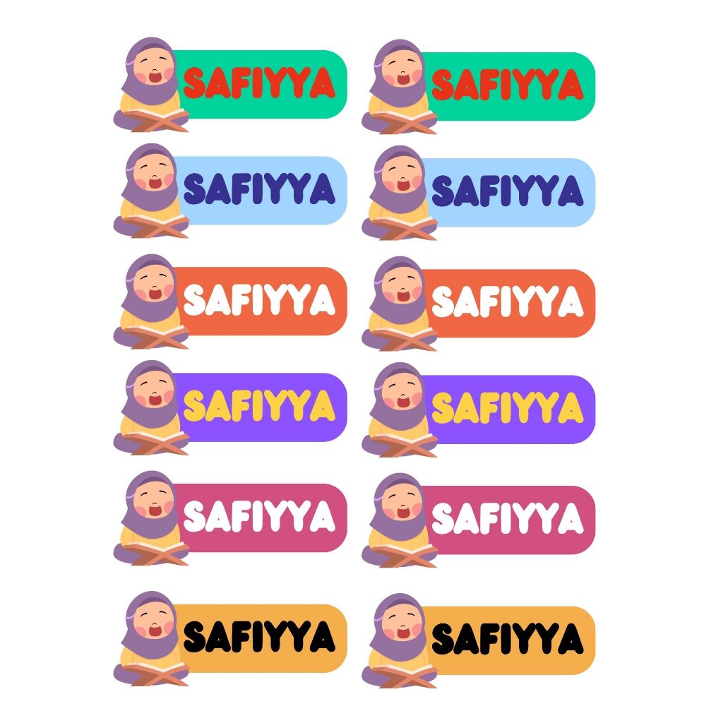 

Sticker nama custom bisa untuk buku, botol, kotak pensil, bekal makan, peralatan sekolah