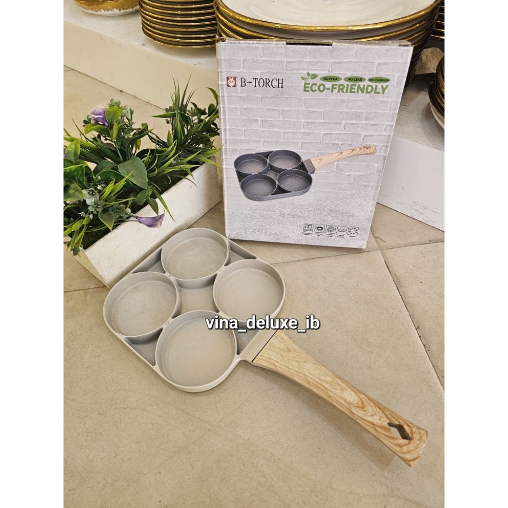 Pan 4 Lubang, Cake pan 4 lubang, Teflon 4 lubang, Teflon Telur 4 Lubang