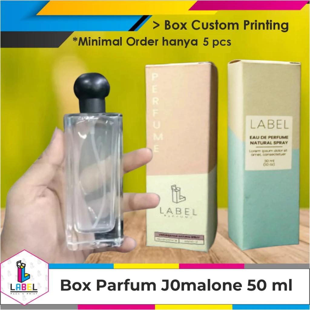 

Dus Packaging / Box Parfum JOMalone 50ML Custom Desain 3,6x2,6x14,5cm - Full print