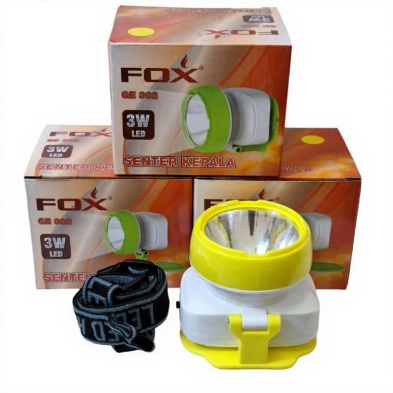Senter Kepala FOX  GE 302 3W LED / Senter / Senter kepala Batu / Senter Kepala Baterai