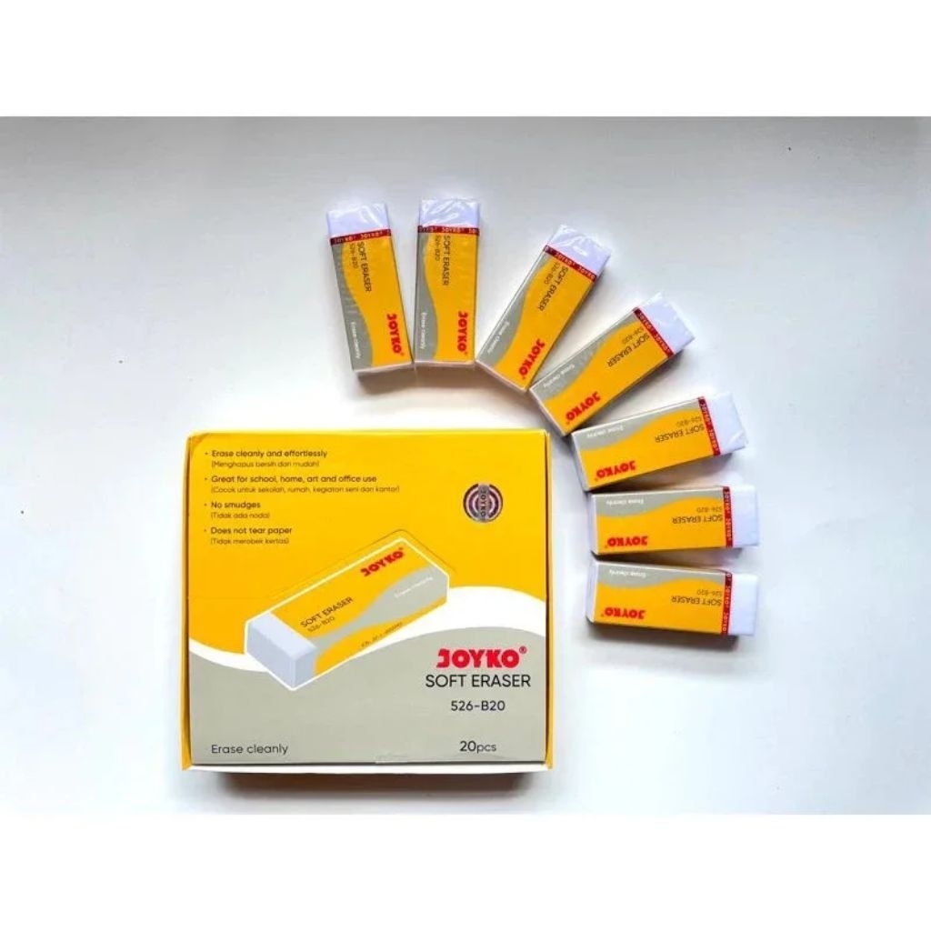 

(1box / 20pcs) Setip Penghapus Besar B20 Joyko Hitam Putih / Eraser 526 B20 / EB 20BL