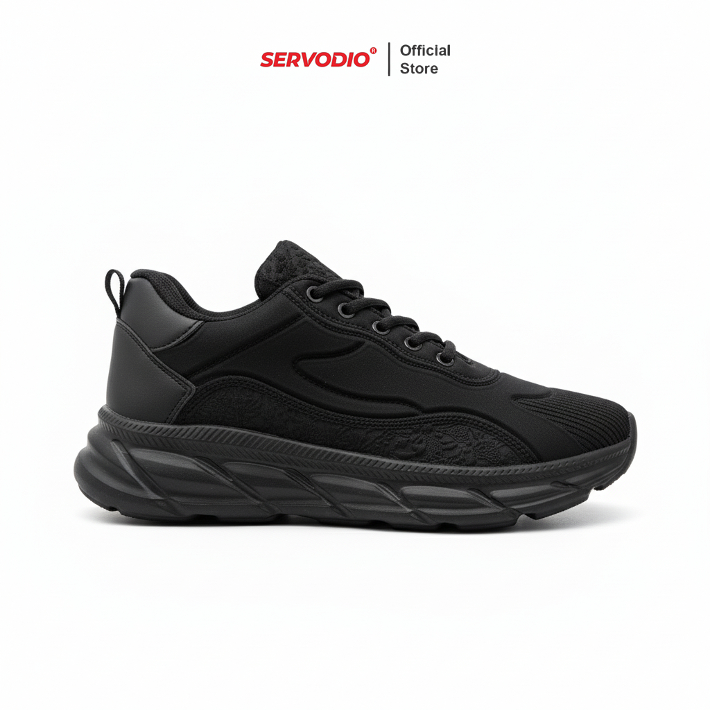 Servodio - Artemis Fans Edition Hitam Polos - Sepatu Sneakers Running Gym Shoes Fashion