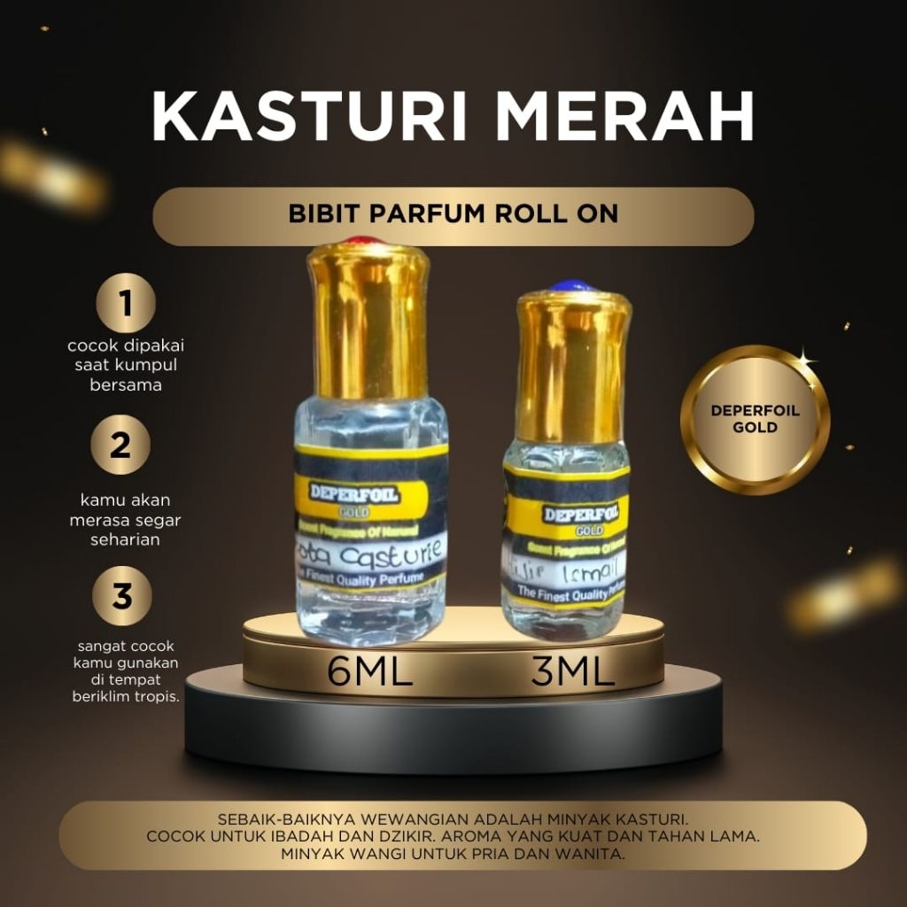 Minyak wangi KASTURI MERAH 3ml 6ml 12ml - Bibit parfum casturie casturi red KASTURI MERAH - Parfum K
