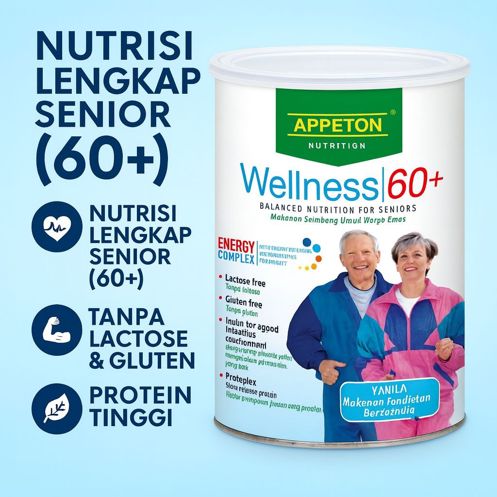 [Original Malaysia] Susu Lansia Orangtua Appeton 60+ 400 Gram 900gr Rasa Vanila Wellness Diabetic