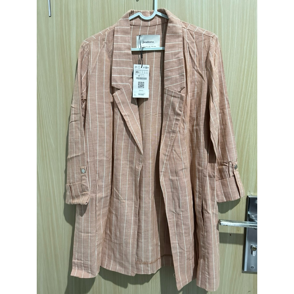 (preloved) Stradivarius Cotton Blend Open Front Blazer Cardigan l stradivarius blazer