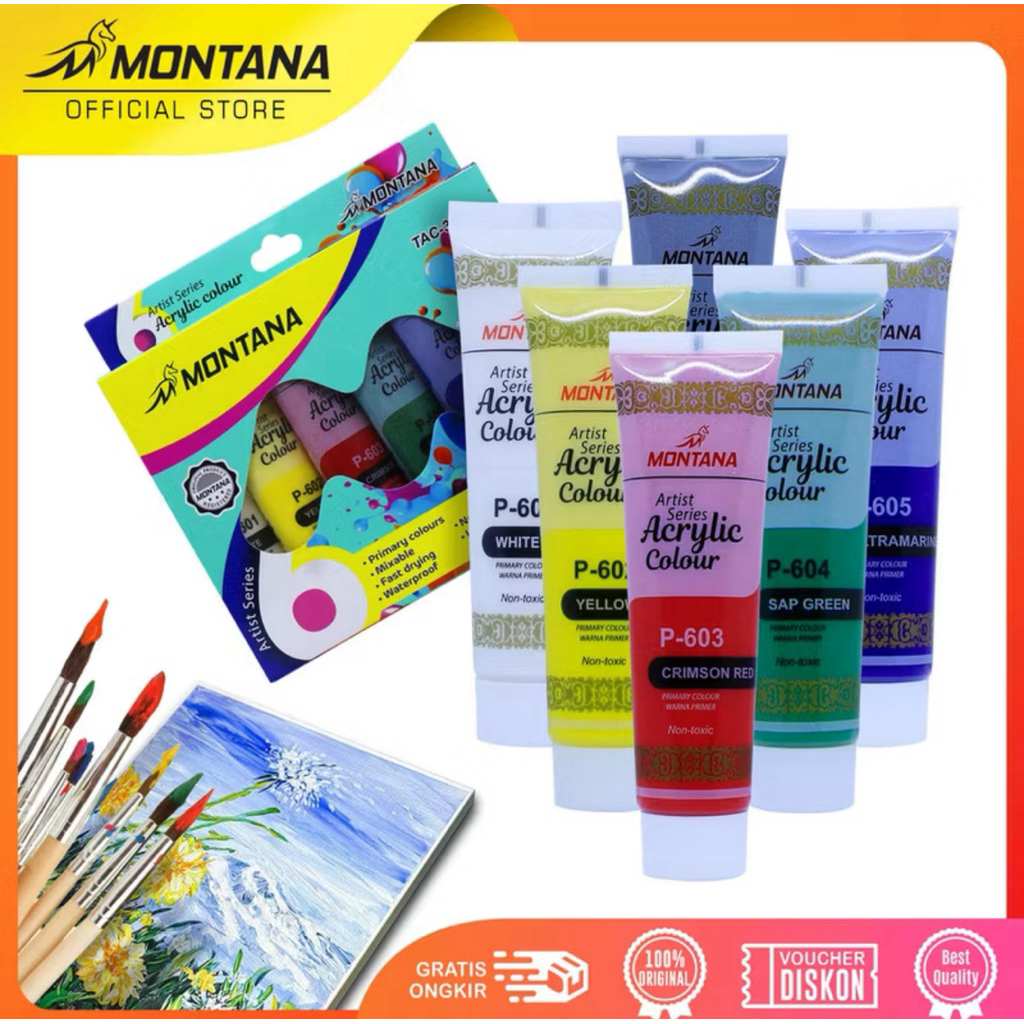 

( 6 pcs x 35 ml ) CAT ACRYLIC MONTANA GLITER/ CAT AKRILIK MONTANA TAC - 35 ML