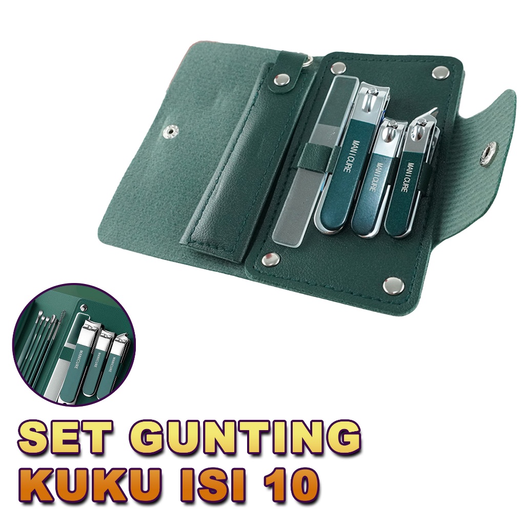 Gunting Kuku Set 10 in 1 Paket Gunting Kuku Manicure Set Perawatan Kuku Dengan Pouch Souvenir ZJ-22