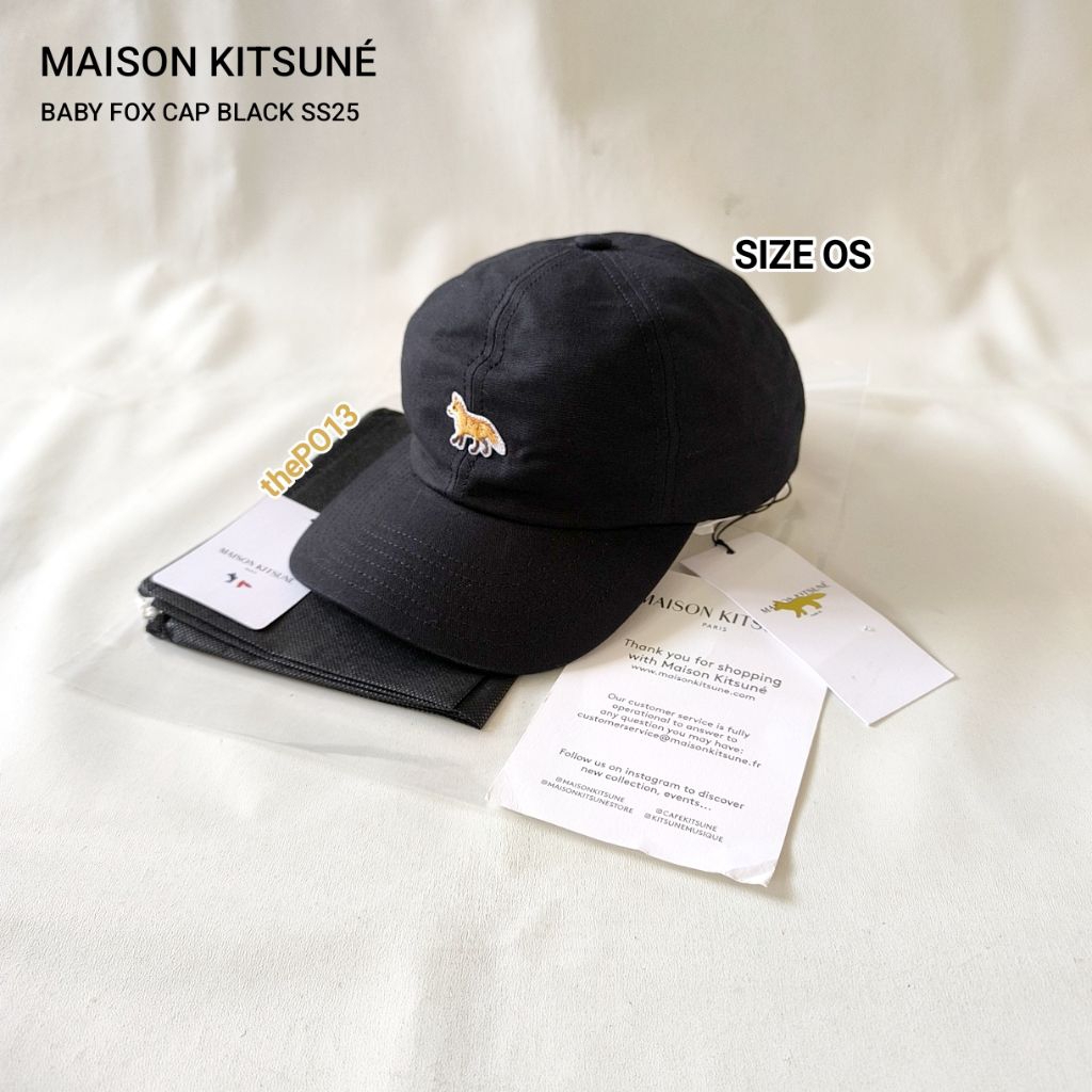 MAISON KITSUNE BABY FOX PATCH CAP BLACK SS25 AUTHENTIC 100% BNWT
