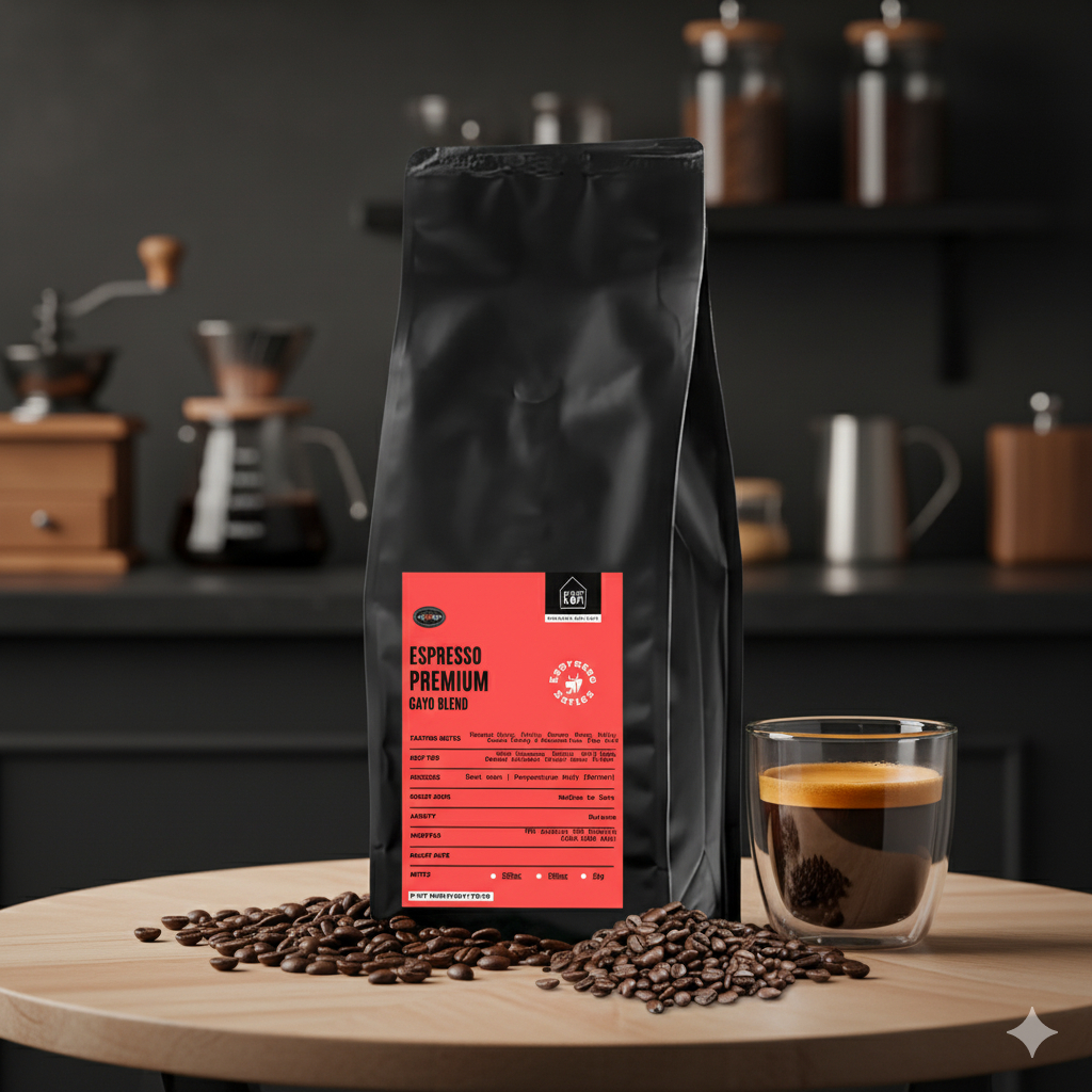 

KOPI GAYO - ESPRESSO PREMIUM 500G Gayo Blend 70% Arabika 30% Robusta - Outlet Kopi Gayo