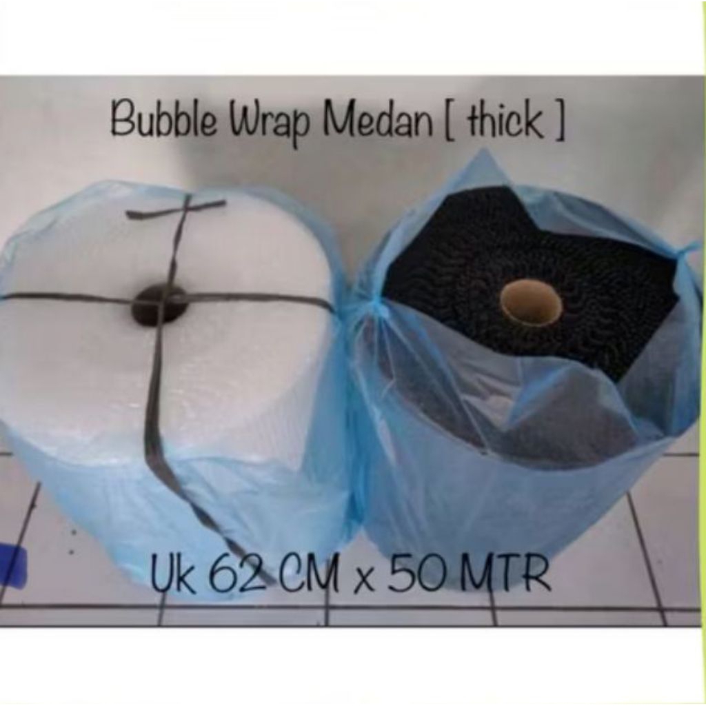 

Bubble wrap uk 62,5cm x 50mtr Hitam Putih Merk MTAP Tebal Berkualitas