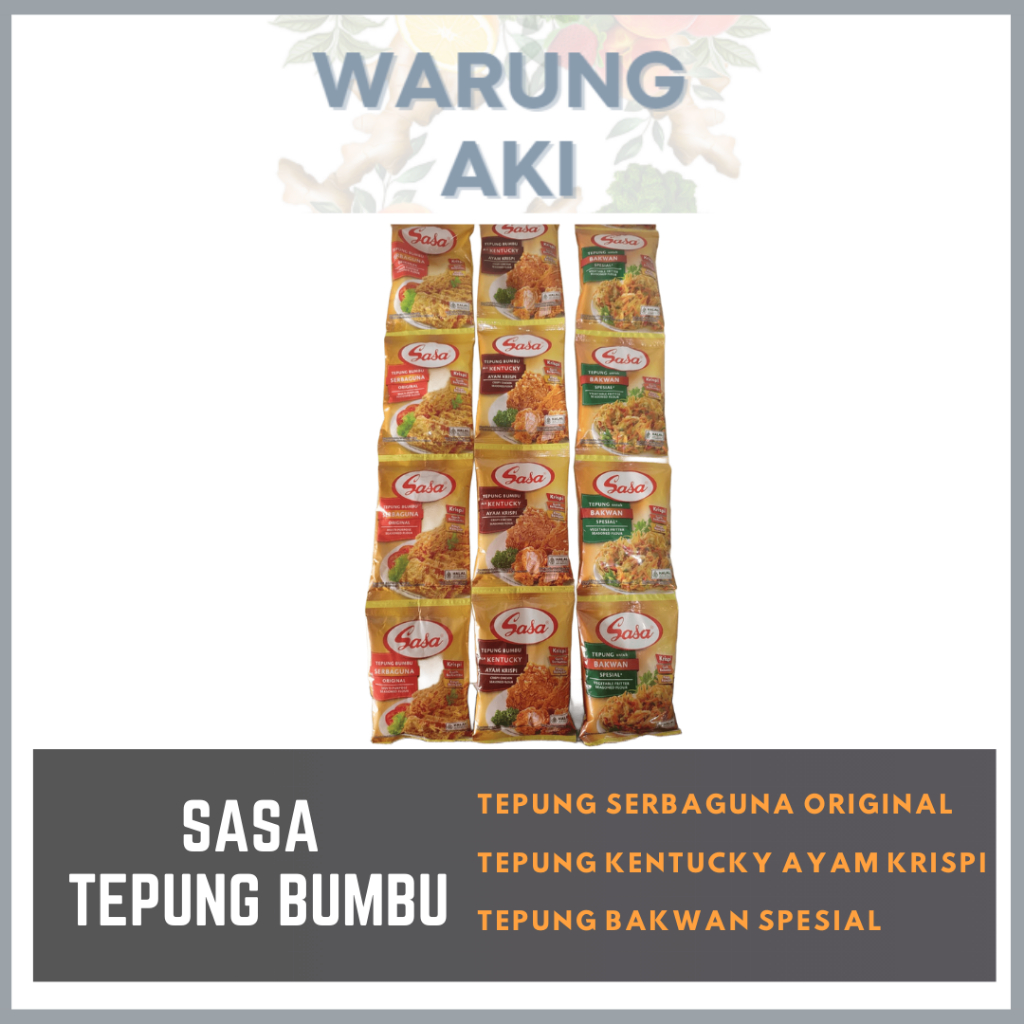 

Sasa Tepung Bumbu | Tepung Original | Tepung Kentucky Ayam Krispi | Tepung Bakwan Spesial