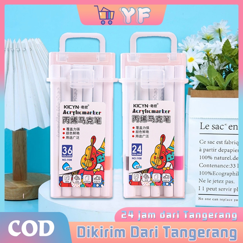 

36 Warna Pensil Cat Air Set / Spidol Propilen Ujung Ganda Set / Lengkap Spidol Anak Pensil Cat Air Set Warna