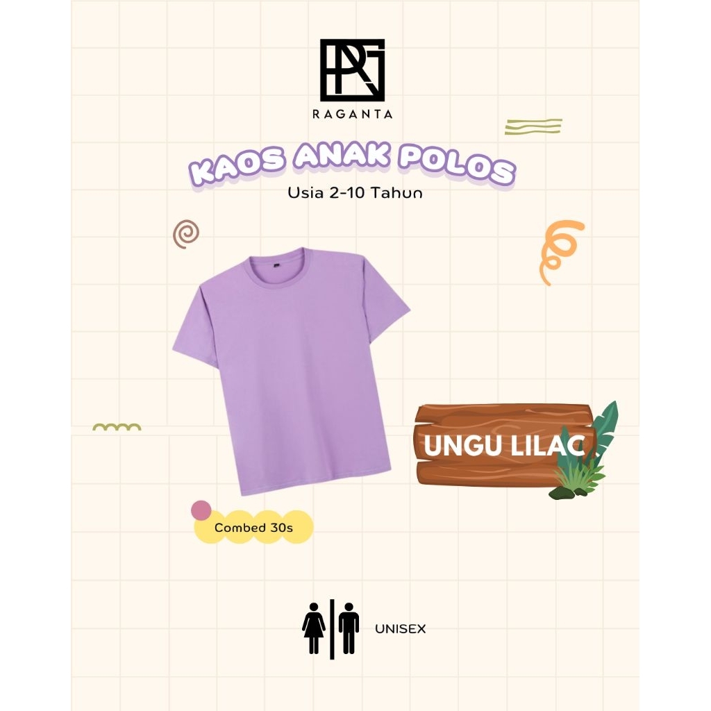 Raganta KAOS POLOS ANAK KAOS POLOS UNGU LILAC ANAK KAOS UNGU LILAC KAOS ANAK BAJU ANAK BAJU UNGU LIL