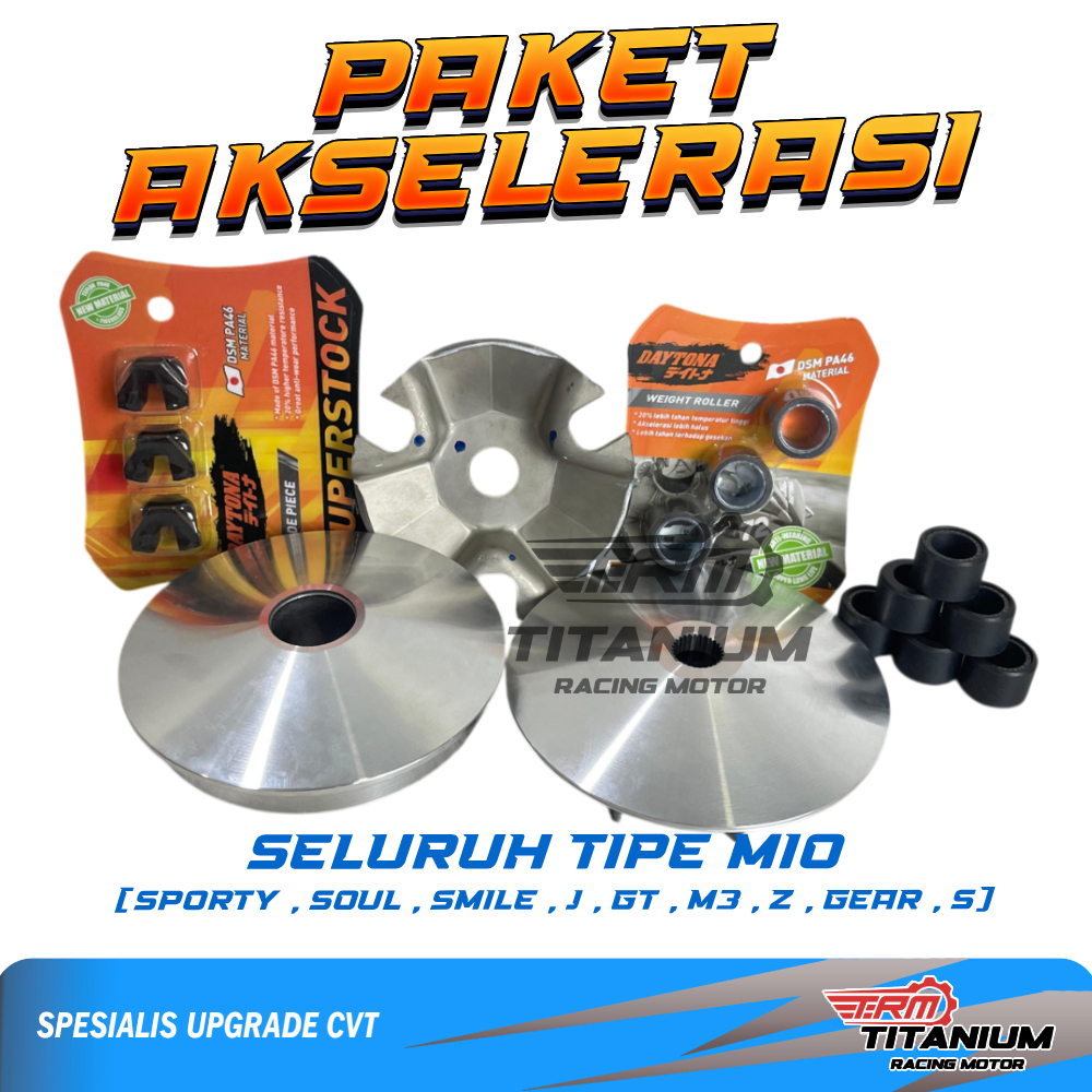 PAKET AKSELERASI DAYTONA CVT MIO SPORTY, MIO J,MIO GT,FINO,SOUL GT PULLEY BUBUT FULL DAYTONA
