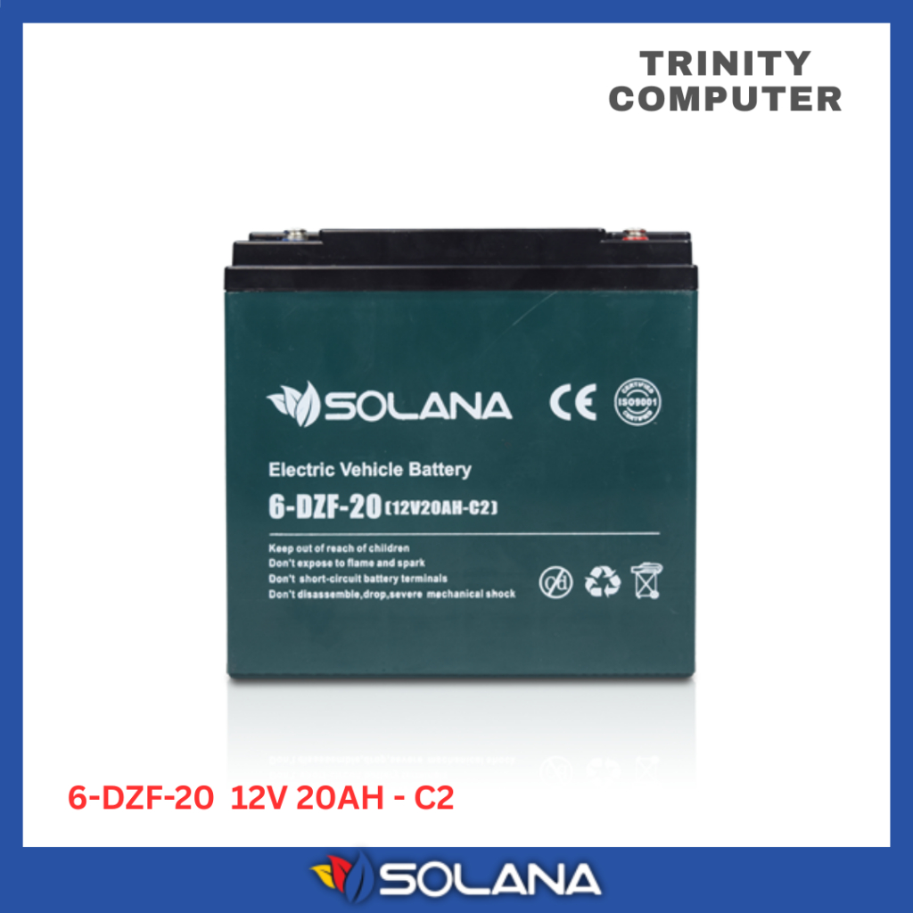 Baterai SOLANA Aki Motor Sepeda Listrik Elektrik Vehicle Battery 6-DZF-20 12V 20AH