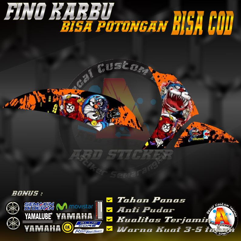 Stiker Decal Motor Yamaha FINO KARBU - Decal Stiker FINO KARBU Anti Luntur |KODE A169